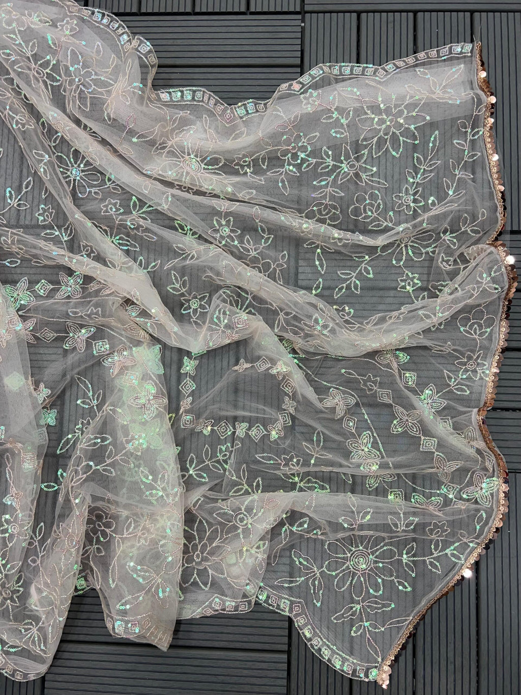 Party Wear Heavy Sequins Work Net Saree 18014