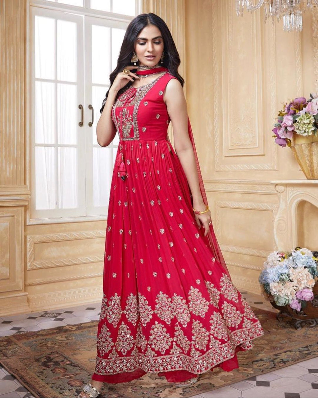 Party Wear Fancy Sequins Heavy Georgette Suit 1801