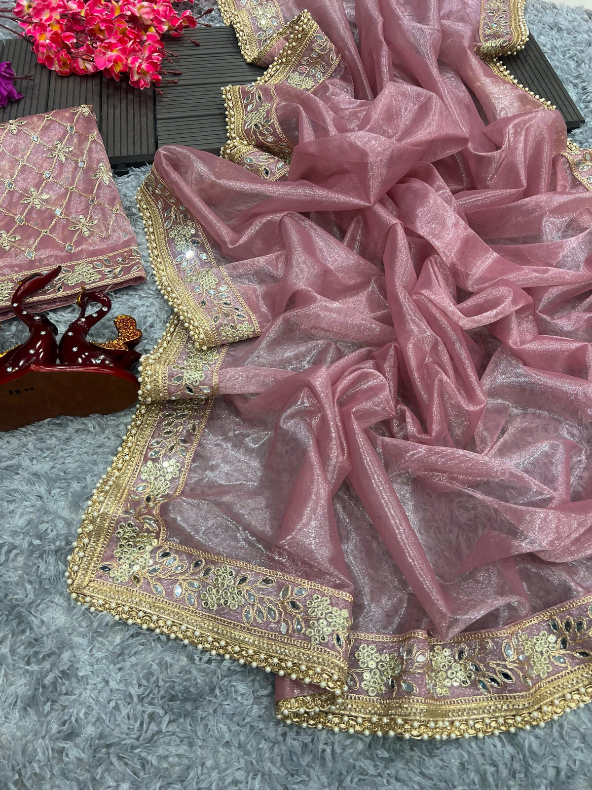 Lavender Tissue Silk Party Wear Shimmer Saree 18025
