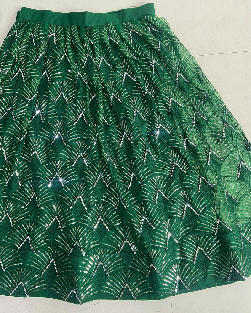 Gorgeous Embroidered Sequins Work Semi Stitched Net Lehenga For Weddings 2123