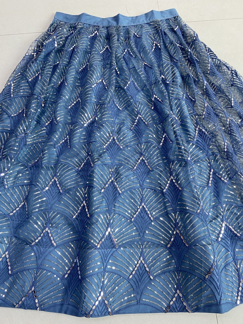 Gorgeous Embroidered Sequins Work Semi Stitched Net Lehenga For Weddings 2123
