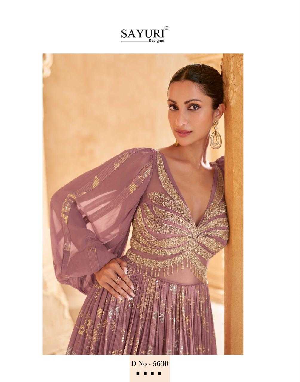 Lavender Chinon Silk & Net Indo-Western Wedding Gown for Bridesmaid 5630
