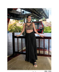 Black Chinon Silk Crop Top, Palazzo & Dupatta Set 1224