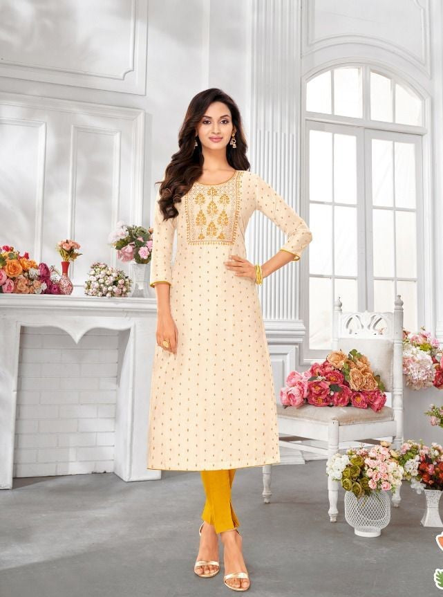 White Modal Silk All Over Butti Kurti 40005