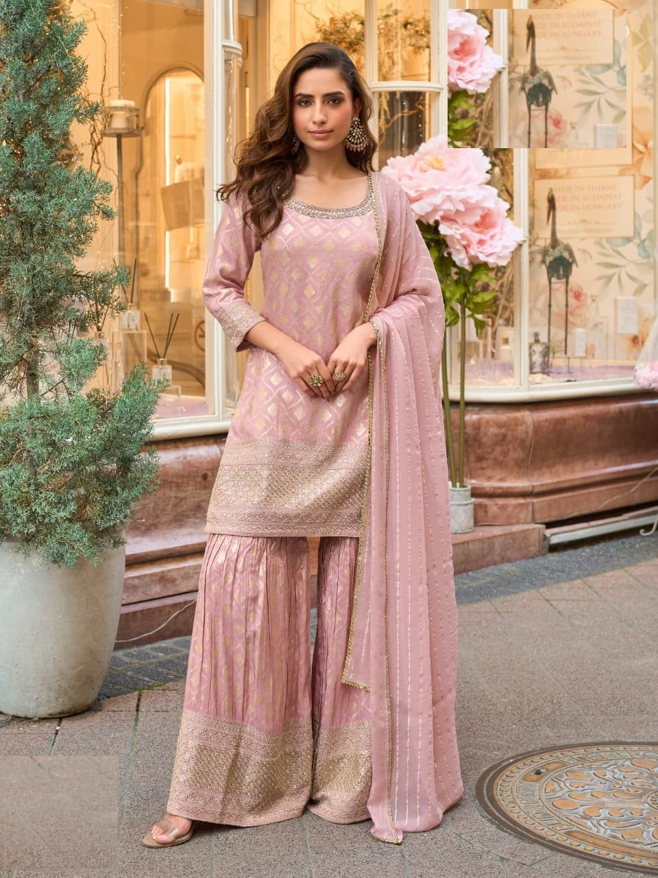 Shimmer Silk Wedding Sharara Suit 5857