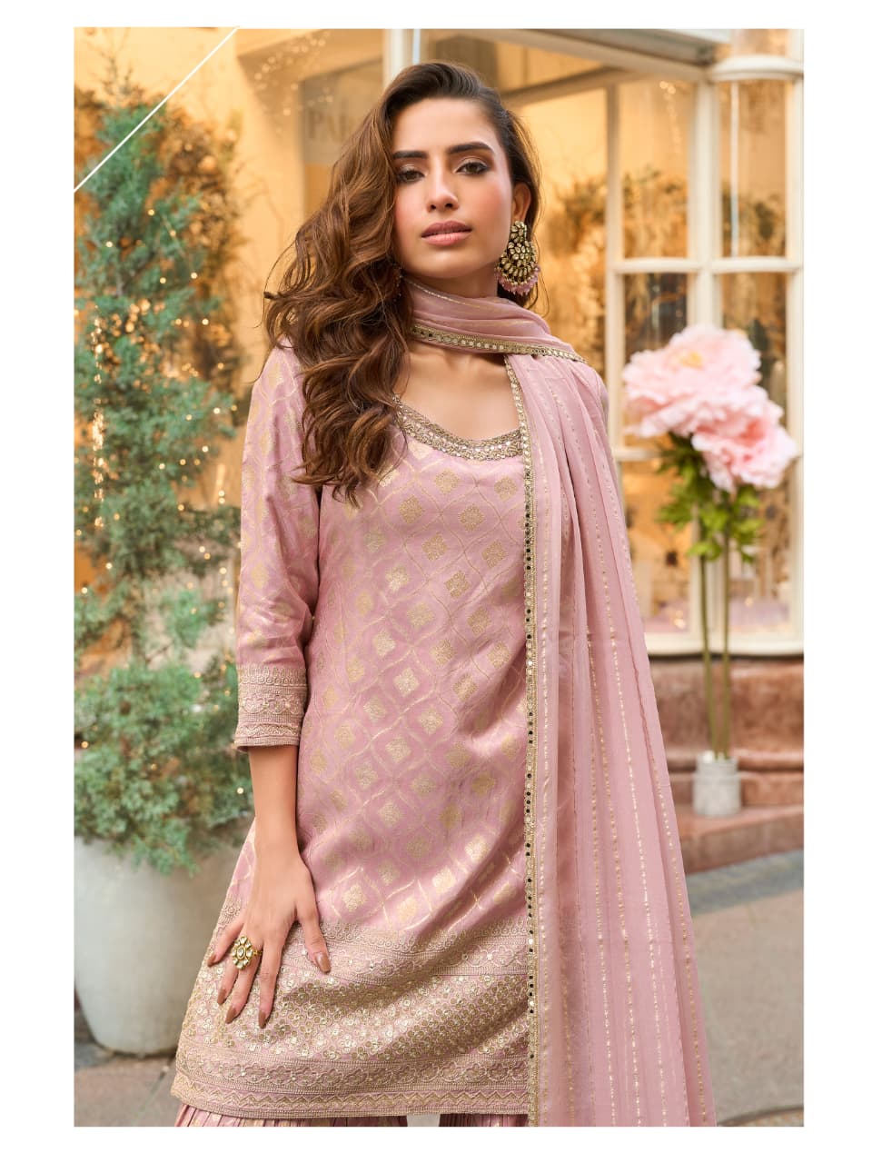 Shimmer Silk Wedding Sharara Suit 5857