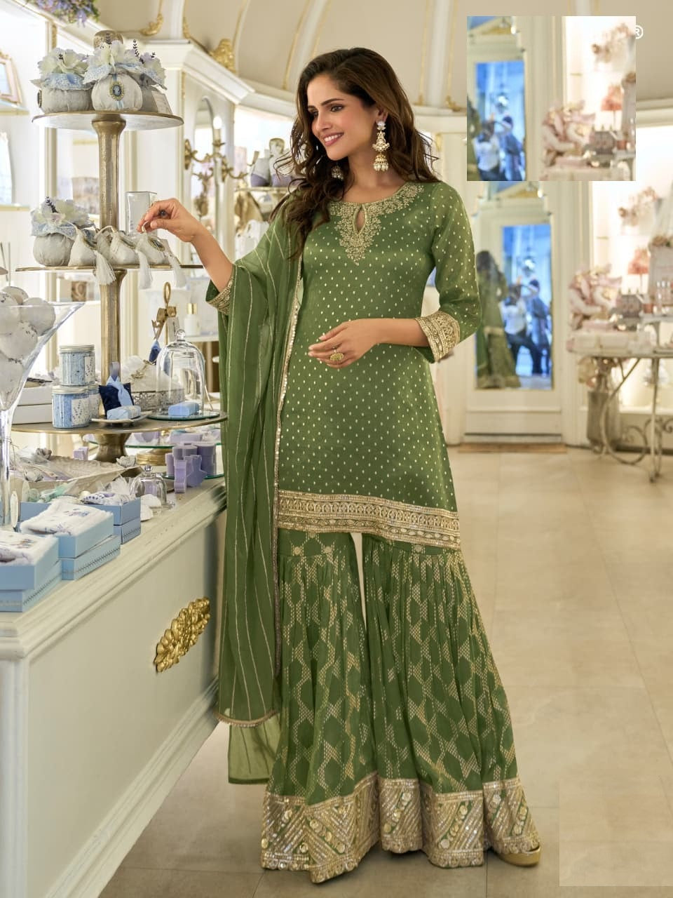 Shimmer Silk Wedding Sharara Suit 5857