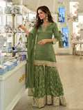 Shimmer Silk Wedding Sharara Suit 5857