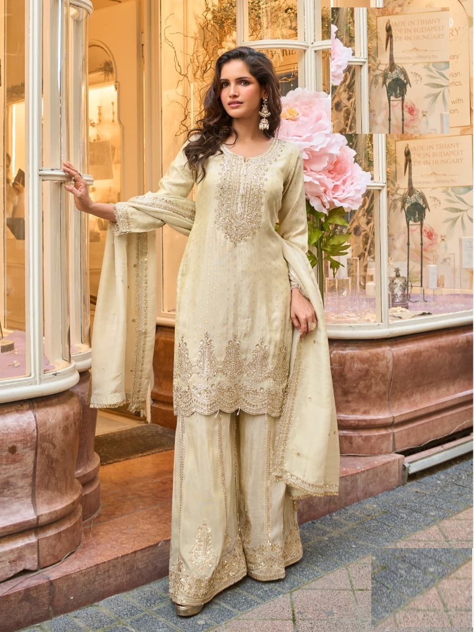 Shimmer Silk Wedding Sharara Suit 5857