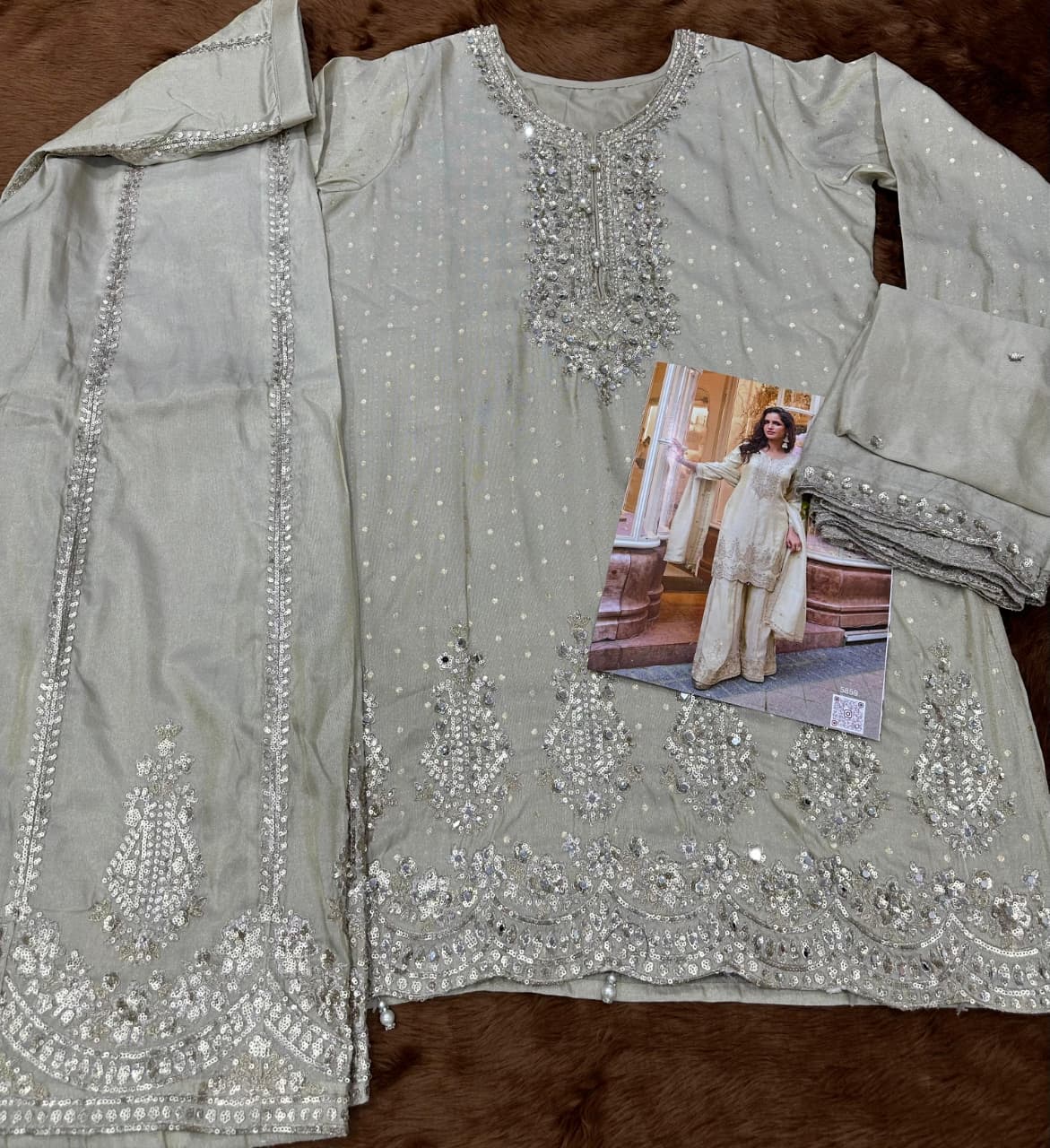 Shimmer Silk Wedding Sharara Suit 5857