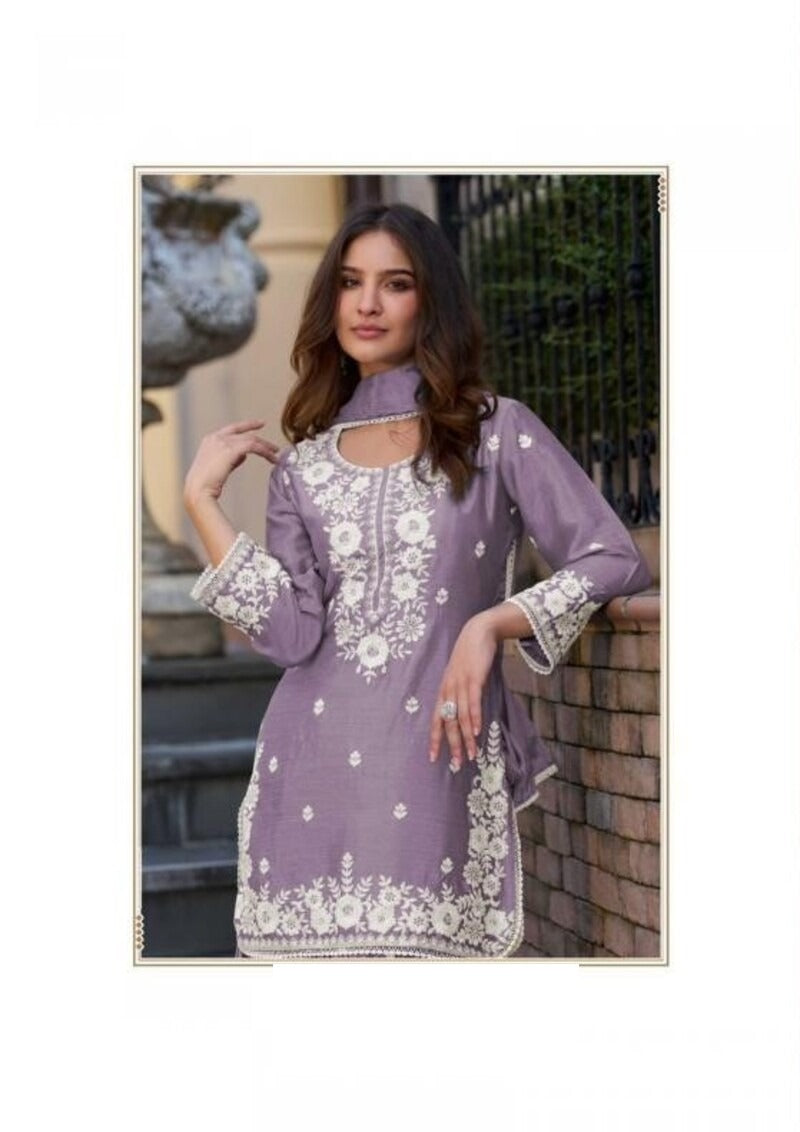 Chinon Silk Lucknowi Work Festive Look Gharara Sets By Aarshi Fashions 4301