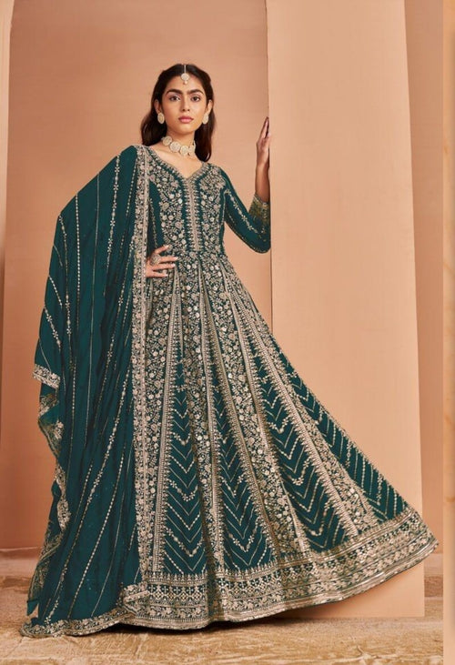 Anarkali Style Georgette Semi Stitched Wedding Gown 213