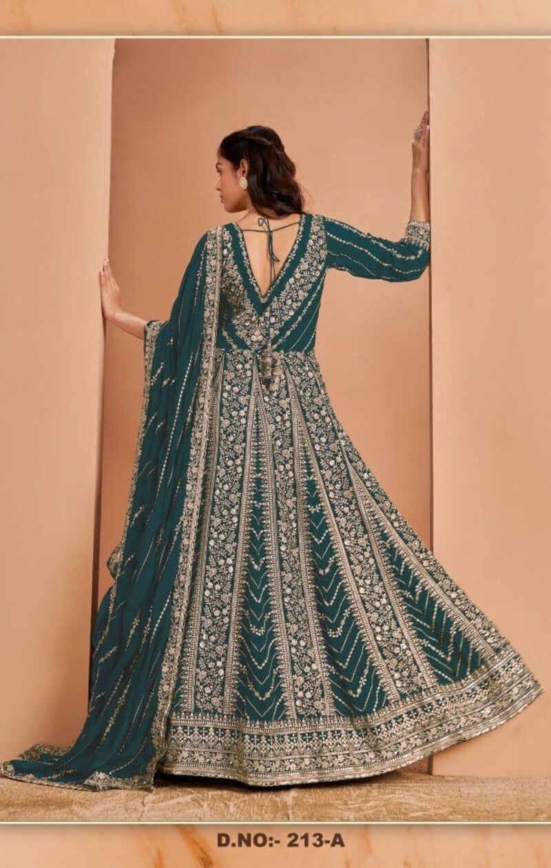 Anarkali Style Georgette Semi Stitched Wedding Gown 213