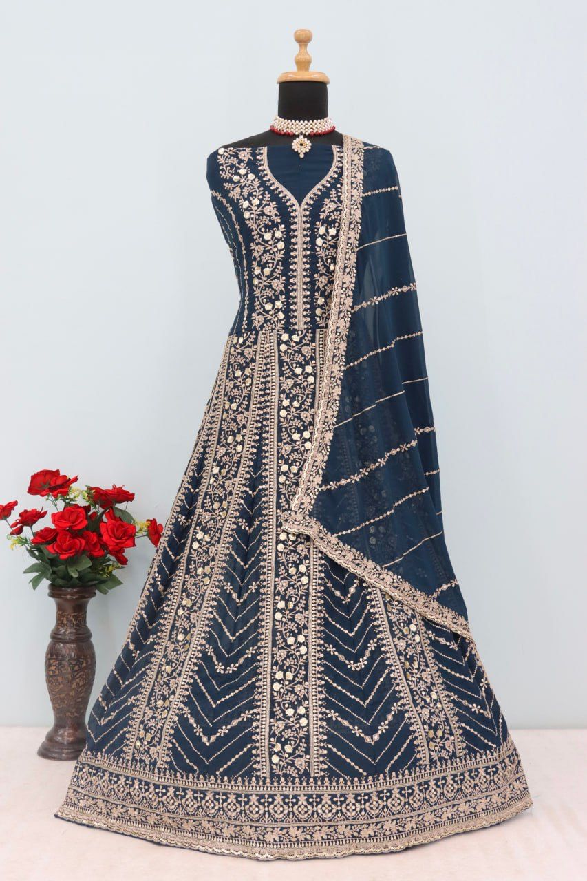 Anarkali Style Georgette Semi Stitched Wedding Gown 213