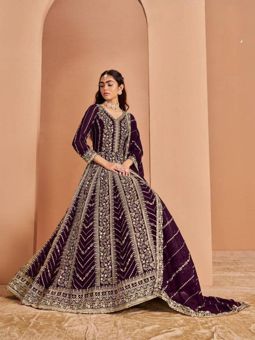 Anarkali Style Georgette Semi Stitched Wedding Gown 213