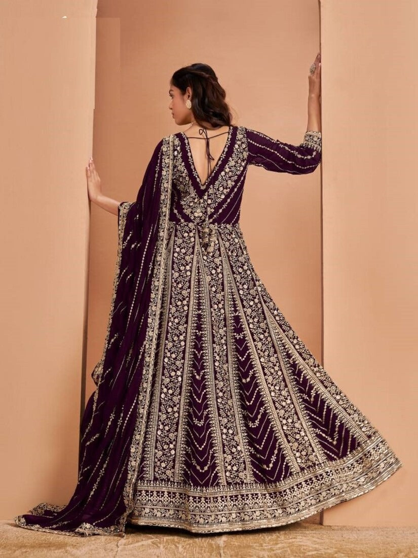 Anarkali Style Georgette Semi Stitched Wedding Gown 213
