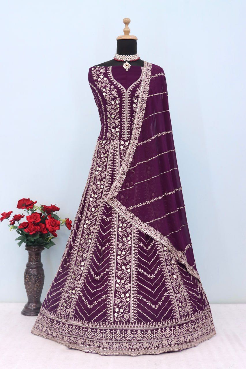 Anarkali Style Georgette Semi Stitched Wedding Gown 213