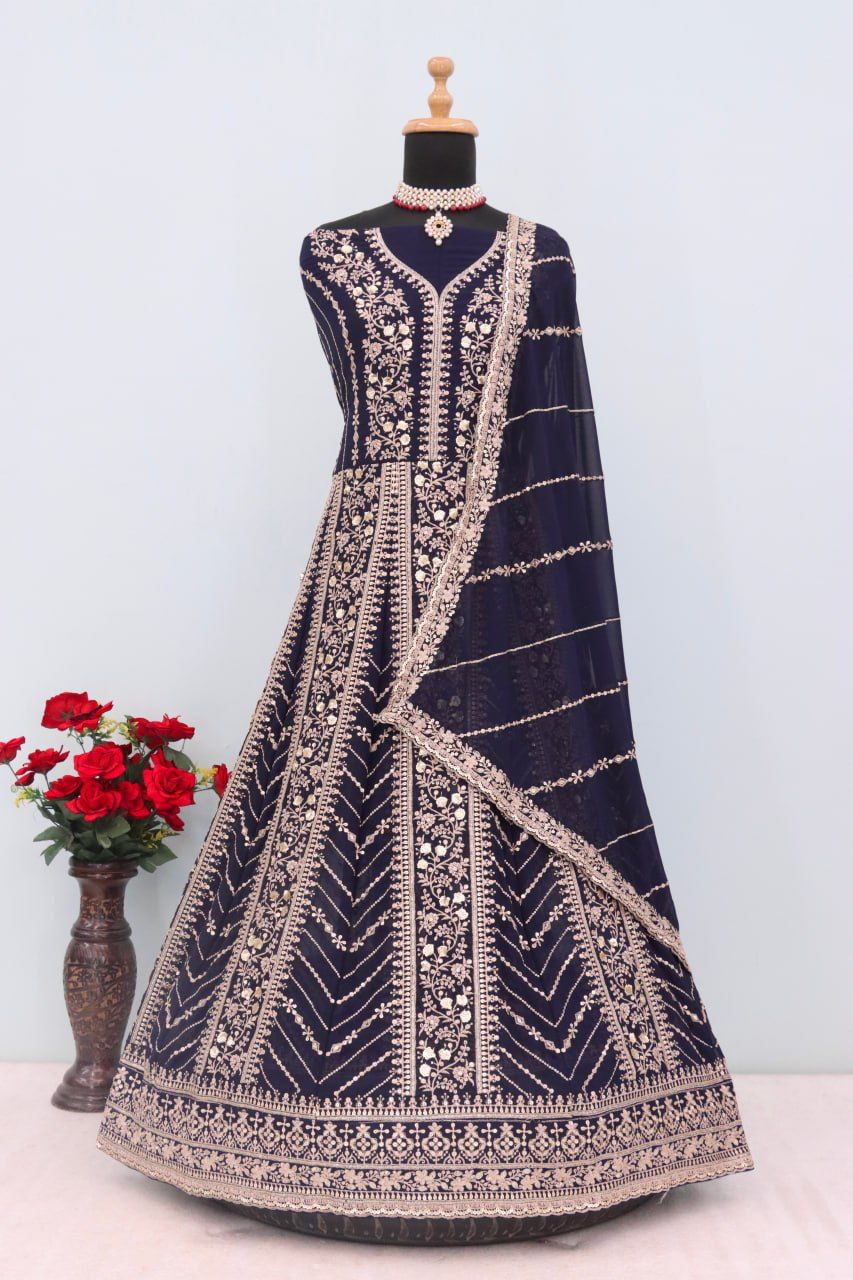 Anarkali Style Georgette Semi Stitched Wedding Gown 213