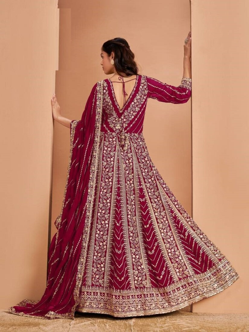 Anarkali Style Georgette Semi Stitched Wedding Gown 213