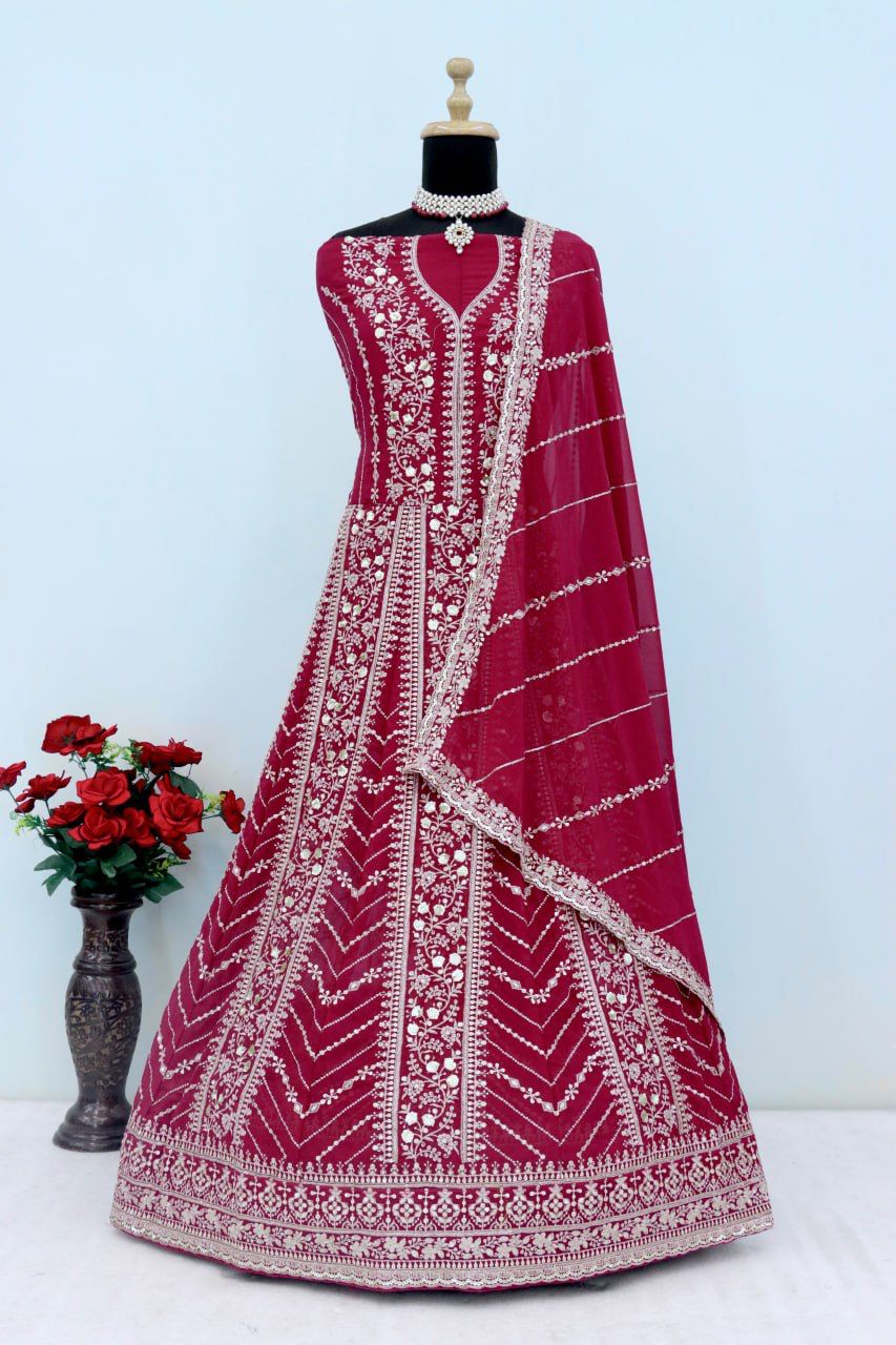 Anarkali Style Georgette Semi Stitched Wedding Gown 213