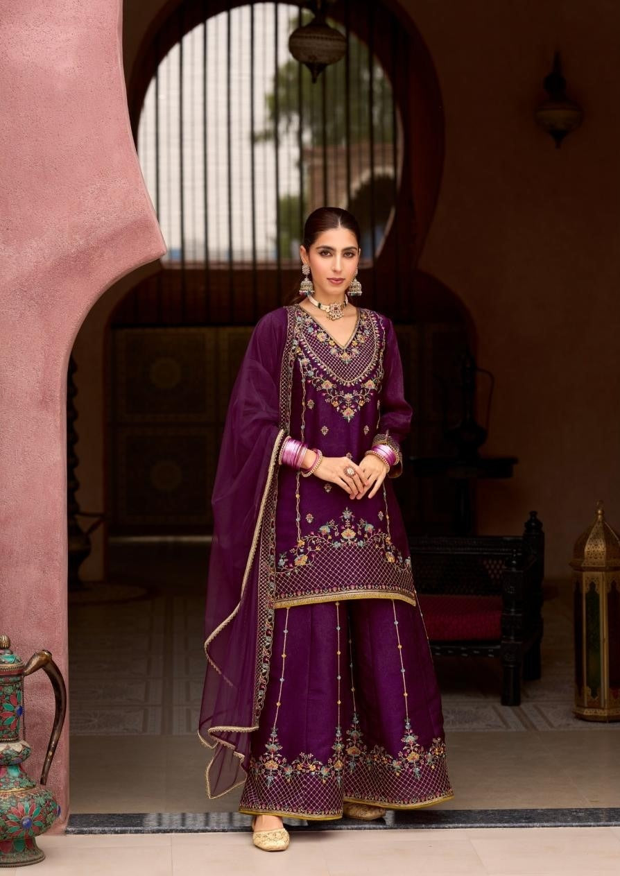 Tissue Silk Handwork Wedding Sharara Suit 29101