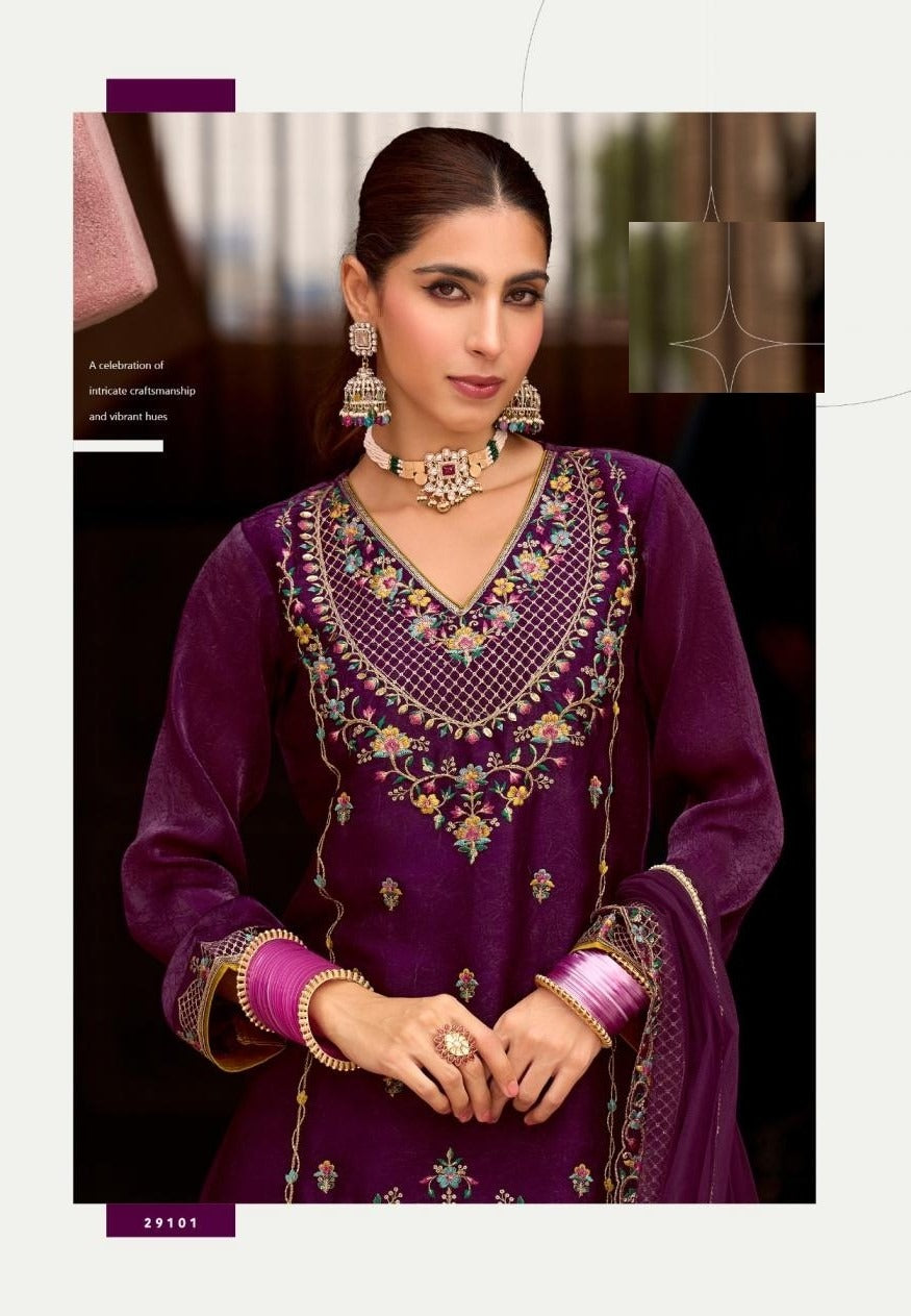 Tissue Silk Handwork Wedding Sharara Suit 29101