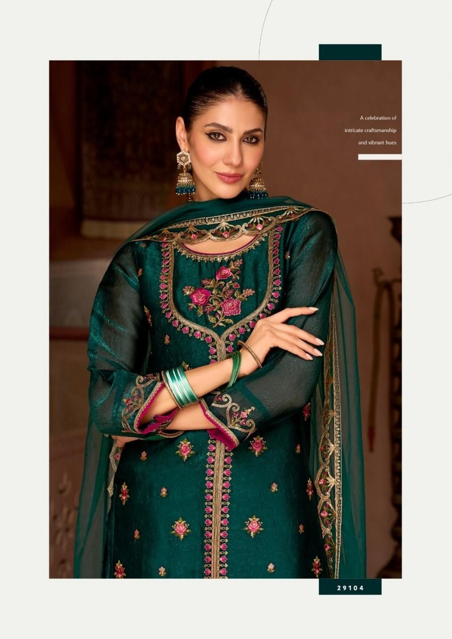 Tissue Silk Handwork Wedding Sharara Suit 29101