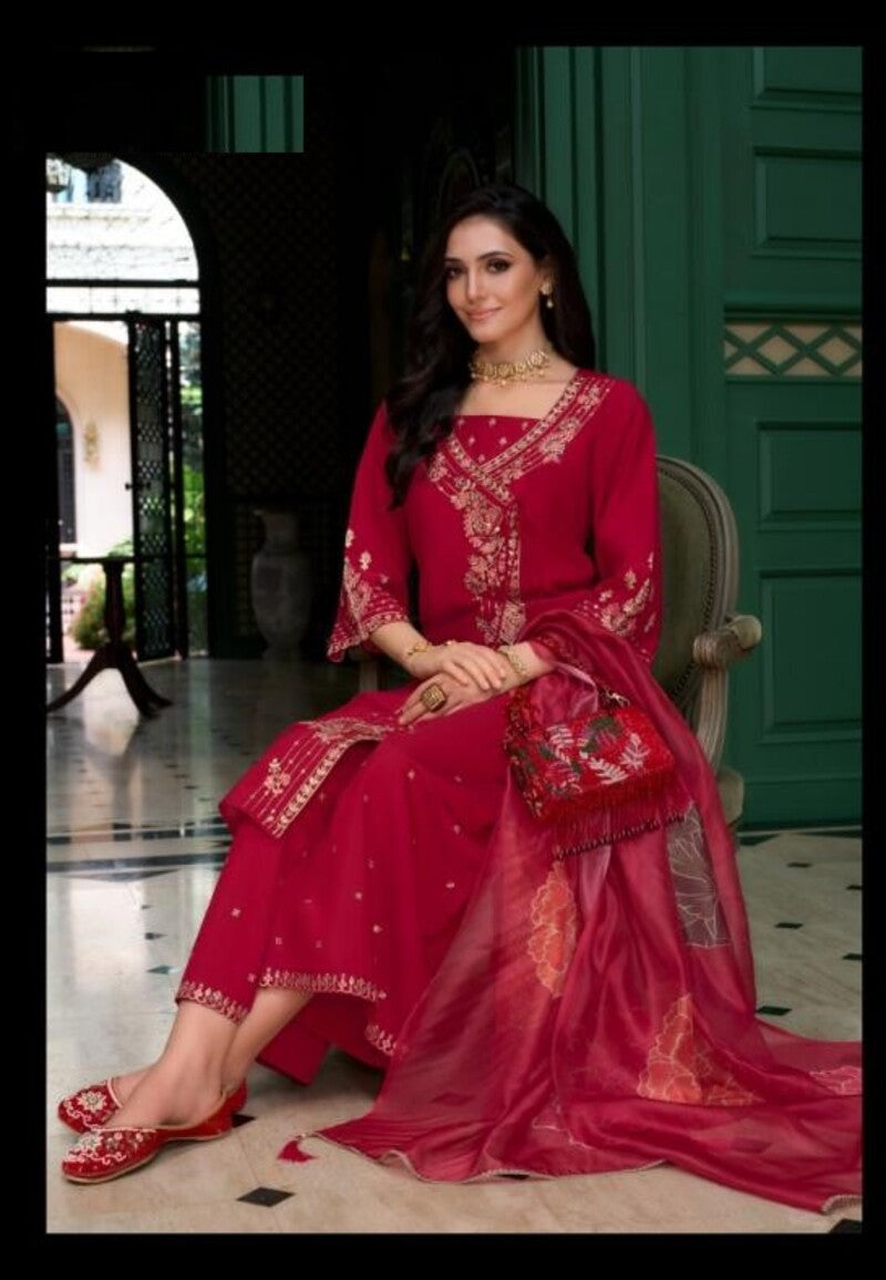 Festive Look Angrakha Style Mirror Work Silk Full Stitched Suit 26801