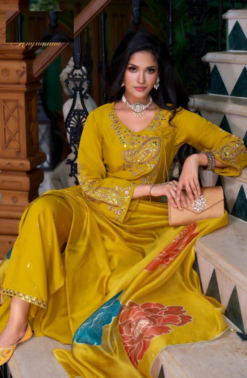 Festive Look Angrakha Style Mirror Work Silk Full Stitched Suit 26801