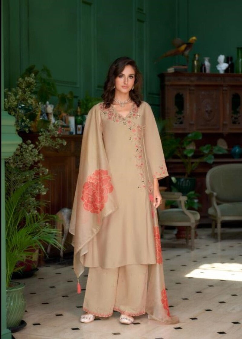 Festive Look Angrakha Style Mirror Work Silk Full Stitched Suit 26801