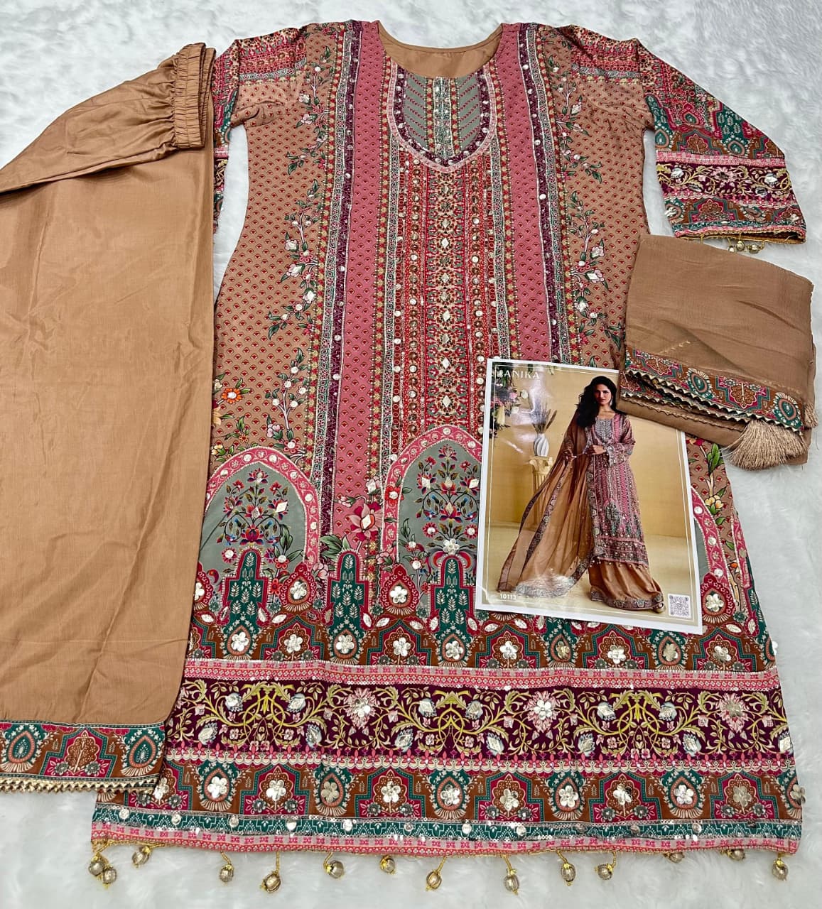 Digital Print Mirror Work Heavy Palazzo Set 10113