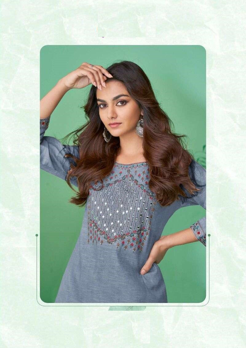 Purple Pure Cotton Mirror Work Kurti Pant Set 624