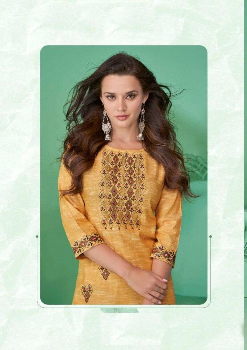 Caramel Pure Cotton Mirror Work Kurti Pant Set 625