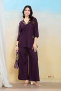 Cotton Embroidered Co-ord Set For Summers With Pockets 1001