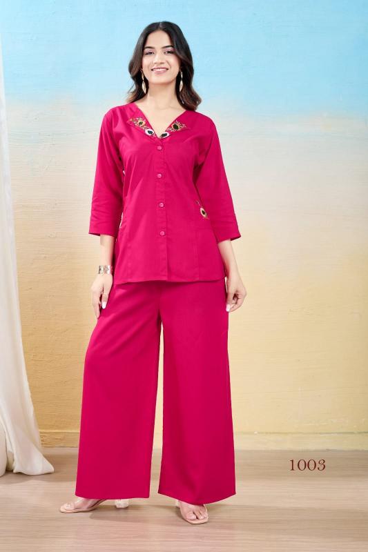 Cotton Embroidered Co-ord Set For Summers With Pockets 1001