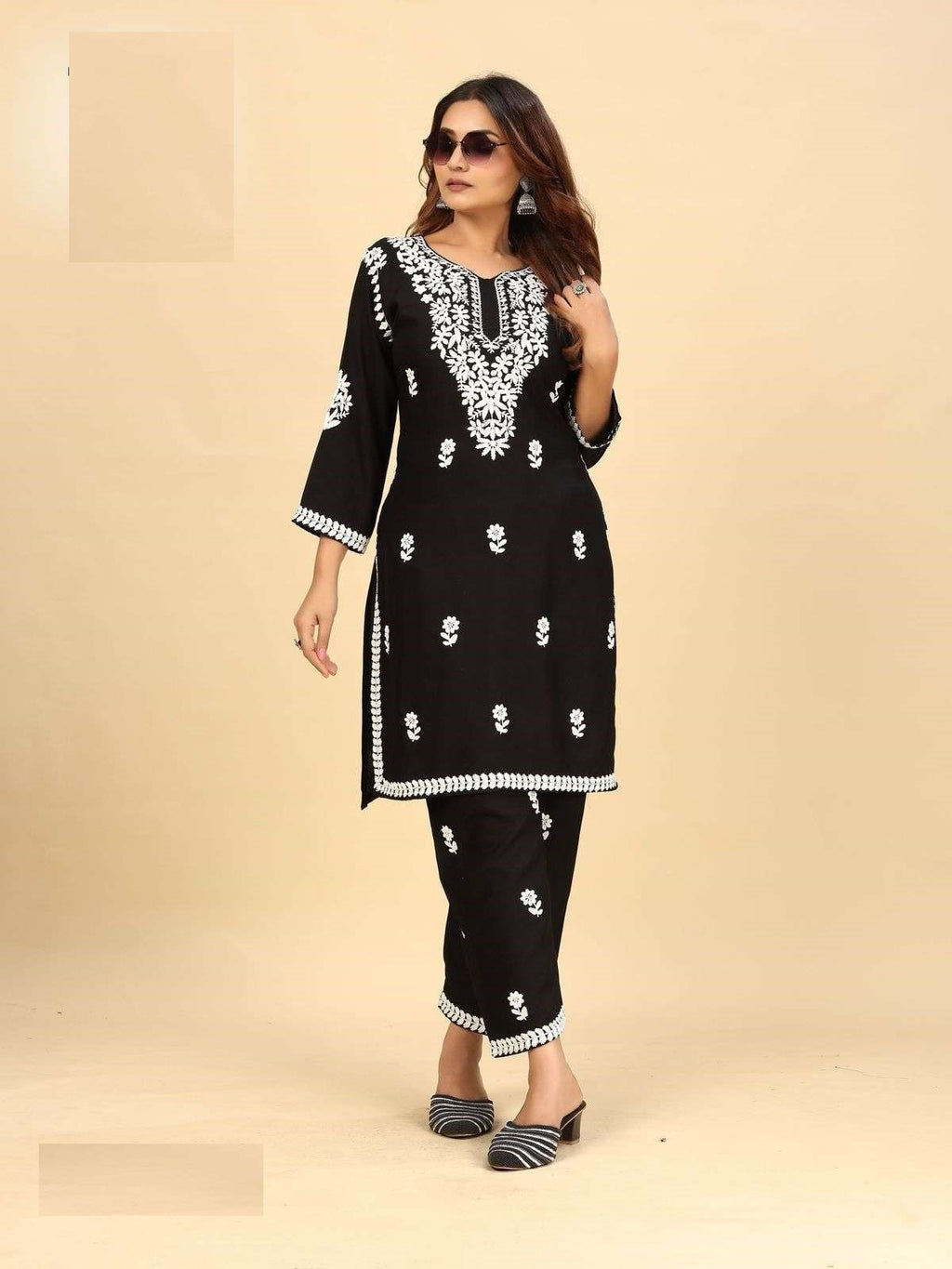 Summer Wear Plus Size Mal Cotton Lucknowi Kurta Set 1101