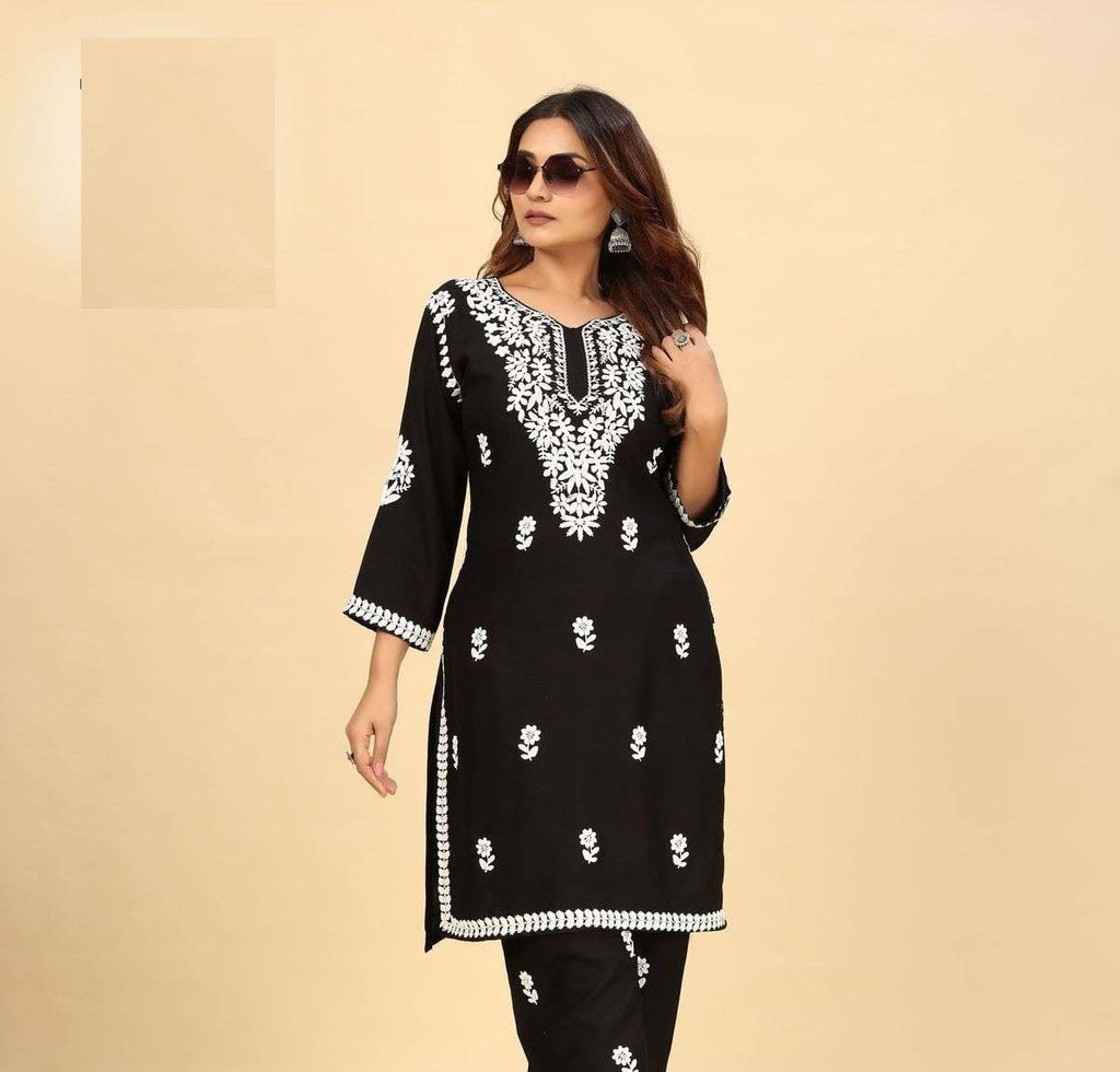 Summer Wear Plus Size Mal Cotton Lucknowi Kurta Set 1101