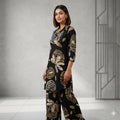 Summer Collection Pure Rayon Black Full Stitched Co-ord Set 3
