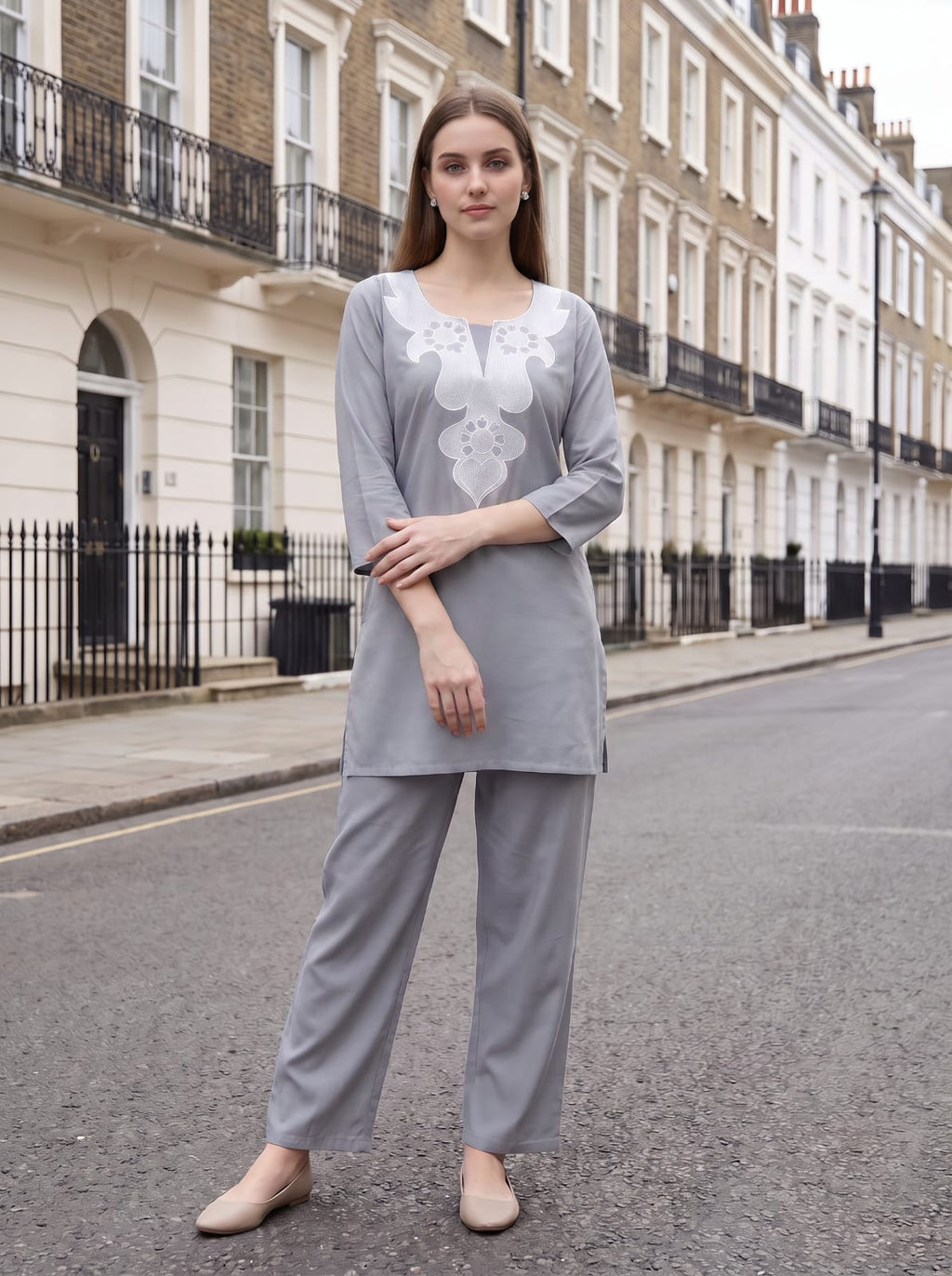 Casual Wear Plus Size Cotton Linen Co-ord Set 7