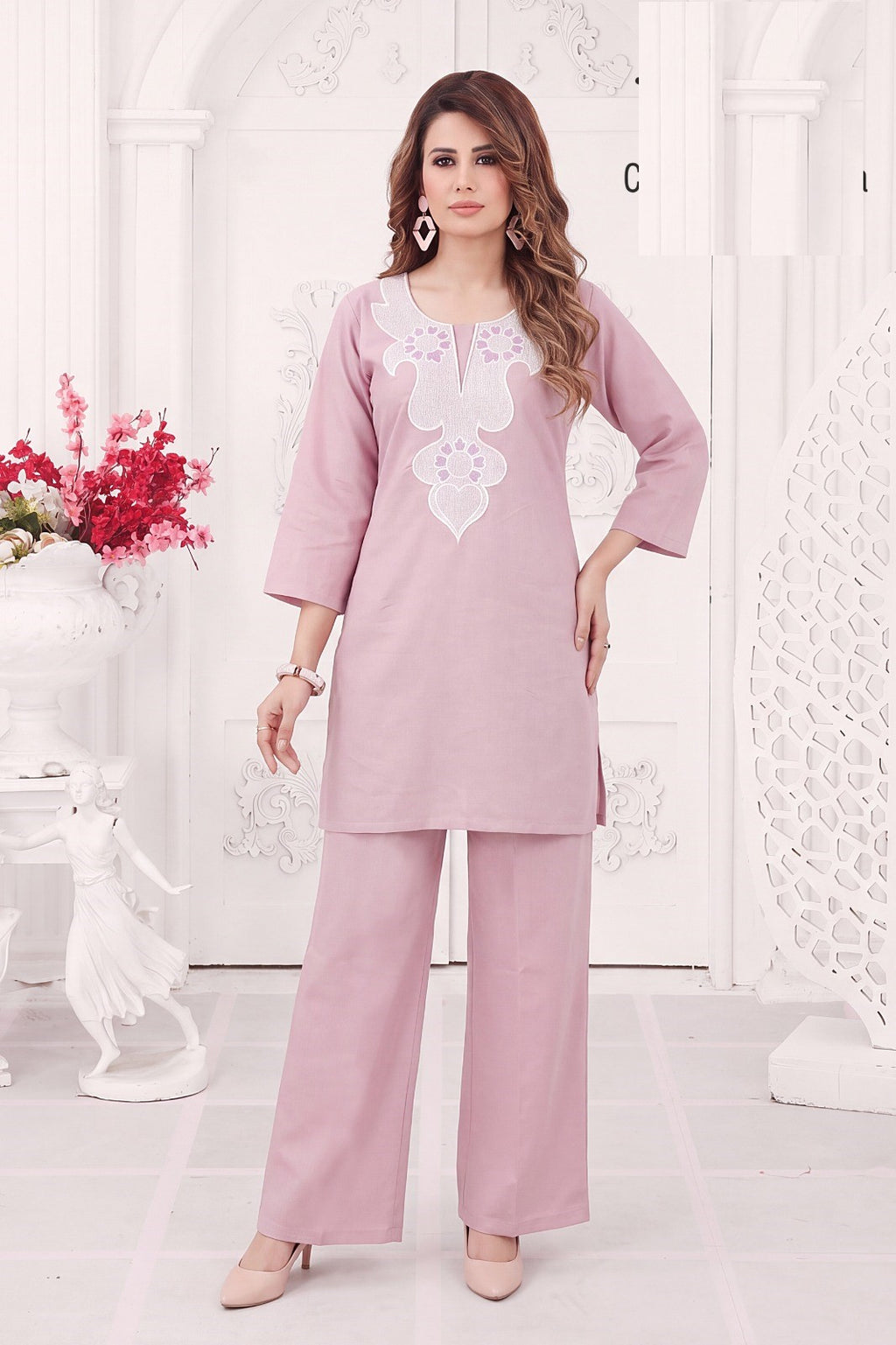 Casual Wear Plus Size Cotton Linen Co-ord Set 7
