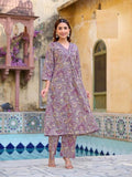 Purple Pure Cotton Kurta Set For Summer 1007