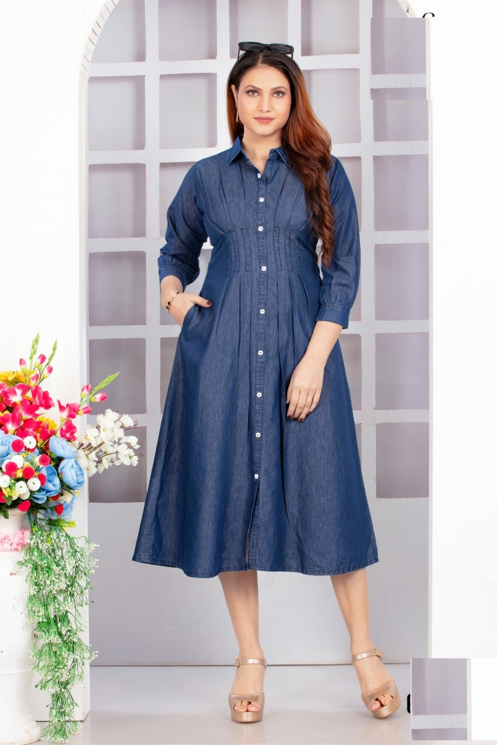Summer Collection Denim One Piece For Office And Casual Wear 6123