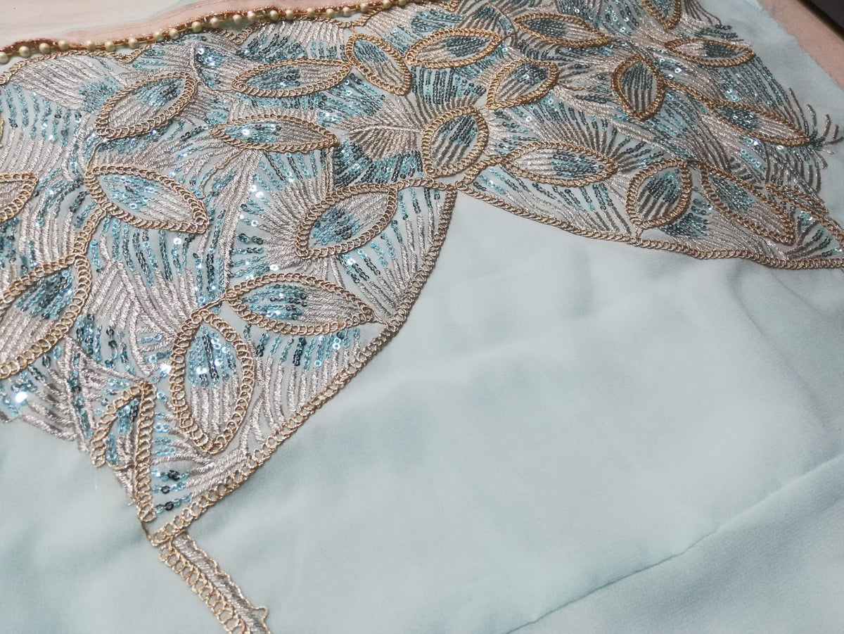 Heavy Georgette Turquoise Wedding Lehenga E-005