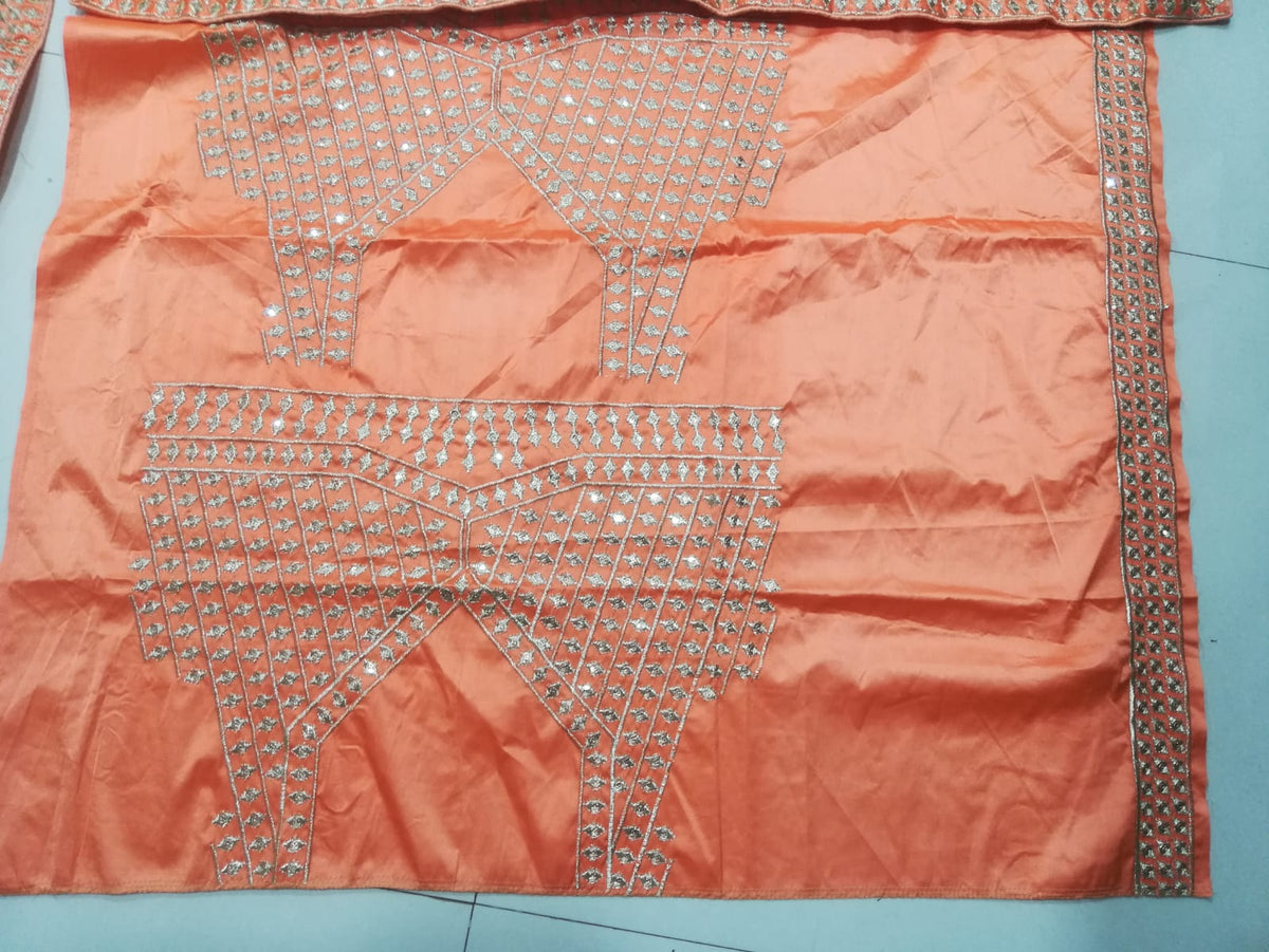 Orange Heavy Silk Wedding Lehenga With Sequins Work E-007