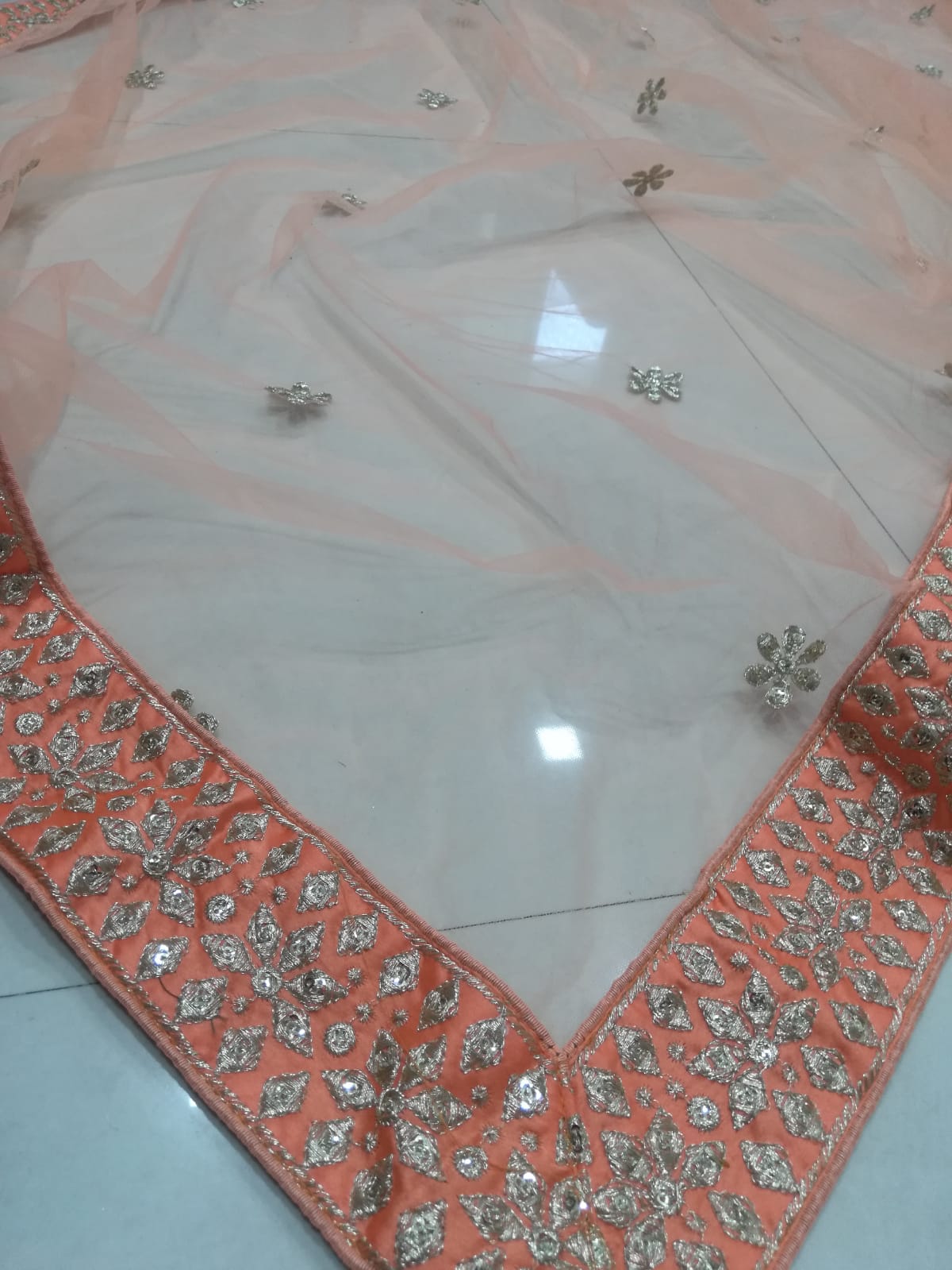 Orange Heavy Silk Wedding Lehenga With Sequins Work E-007