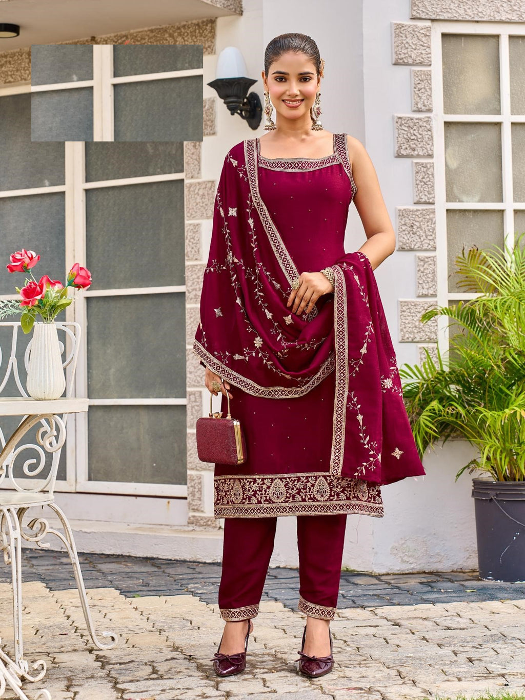 Festive Wear Silk Suit With Dupatta 1001