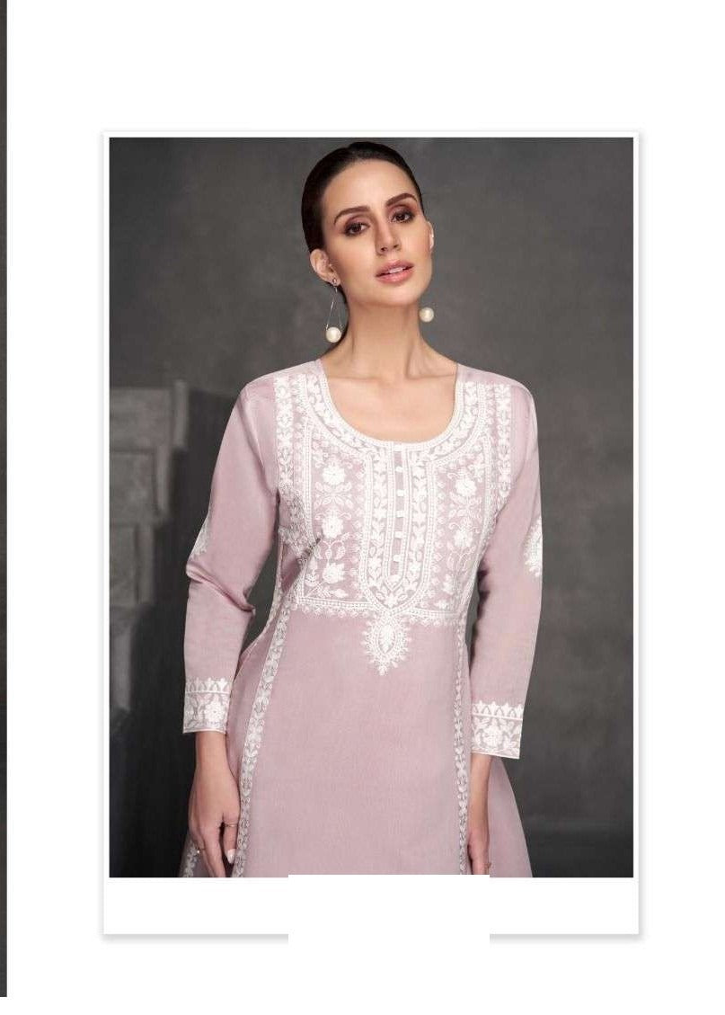 Roman Silk Lucknowi Embroidery Kurta Set 1821