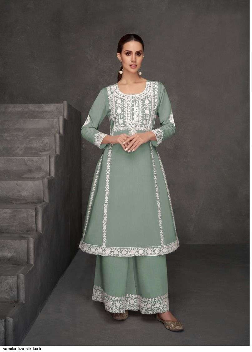 Roman Silk Lucknowi Embroidery Kurta Set 1821