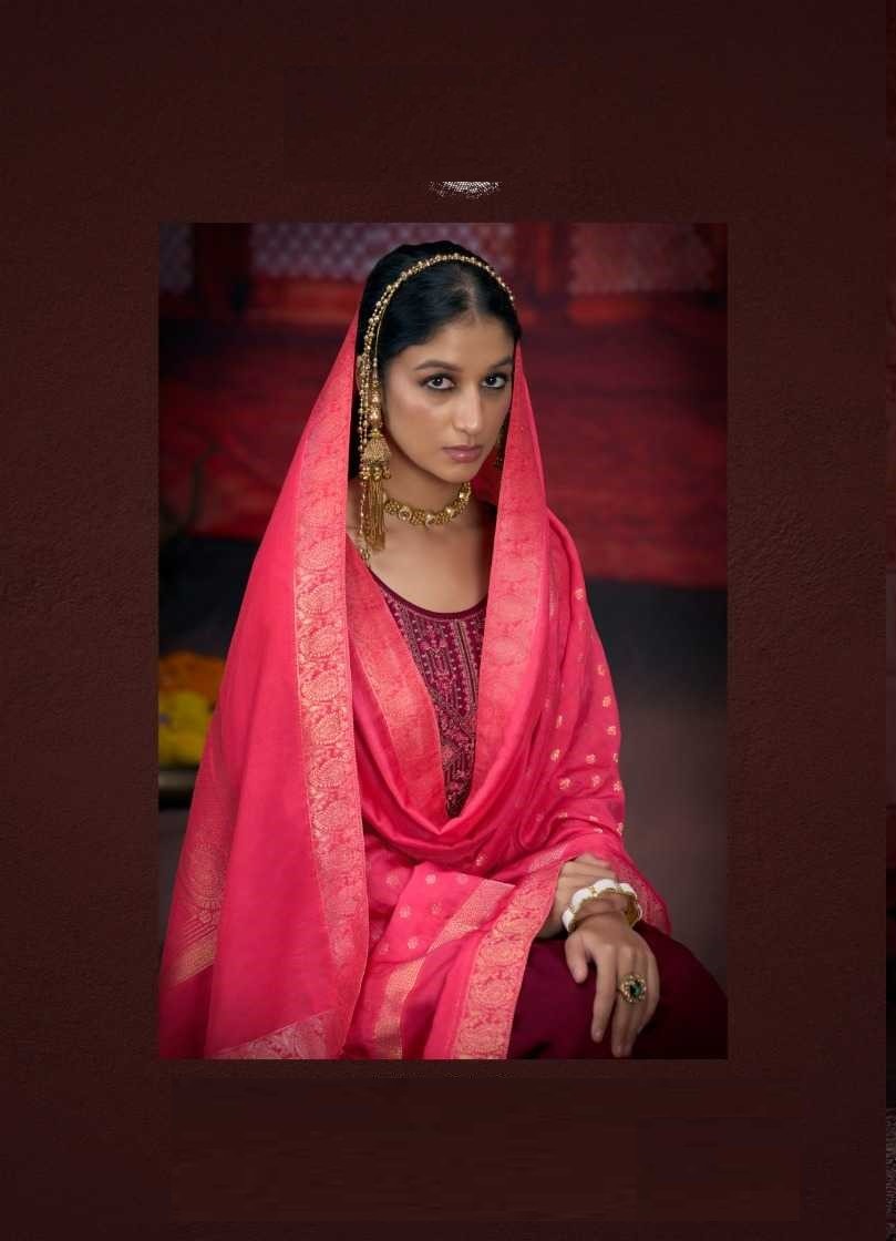 Maroon Full Stitched Plus Size Silk Suit With Jacquard Dupatta 12171