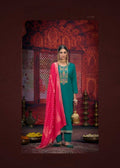 Ocean Blue Full Stitched Plus Size Silk Suit With Jacquard Dupatta 12174